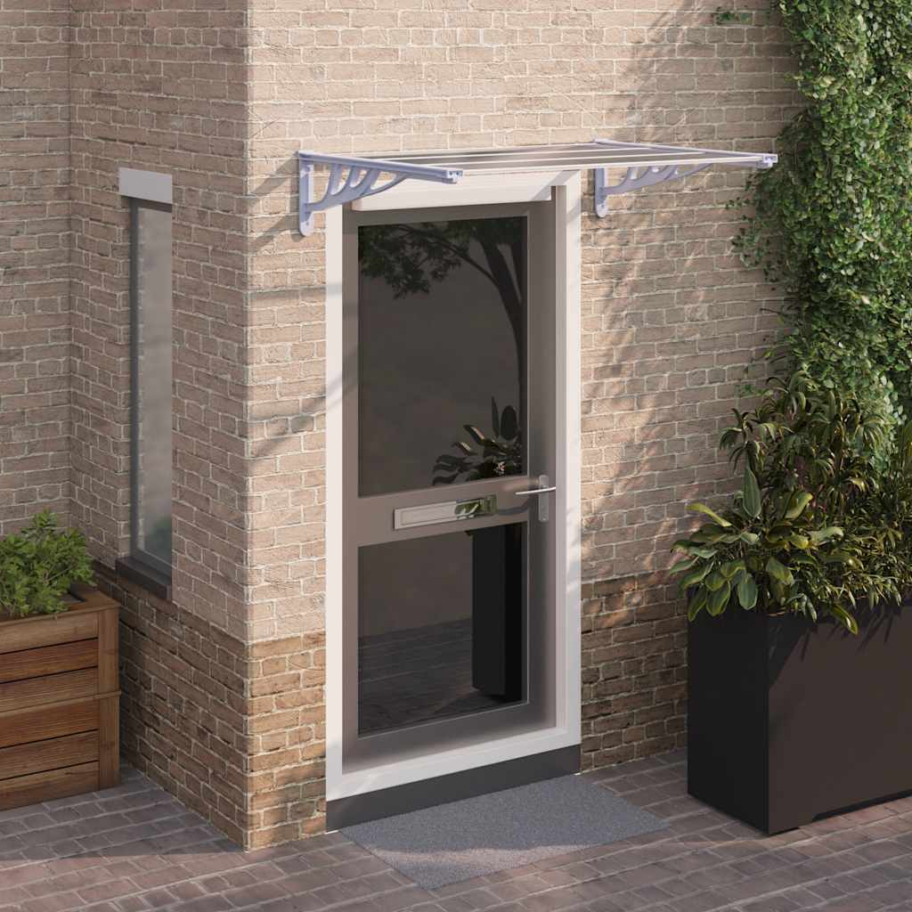 Door Canopy Grey and Transparent Polycarbonate 122 x 90 cm