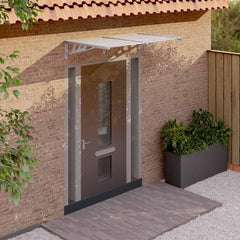 Door Canopy Grey and Transparent Polycarbonate 152.5 x 90 cm