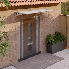 Door Canopy Grey and Transparent Polycarbonate 199 x 90 cm