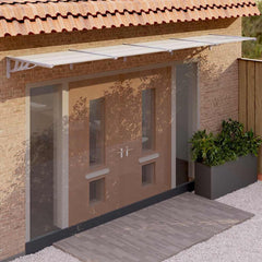 Door Canopy Grey and Transparent Polycarbonate 396 x 90 cm