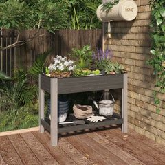 Garden Raised Bed with Shelf Grey WPC 100 cm
