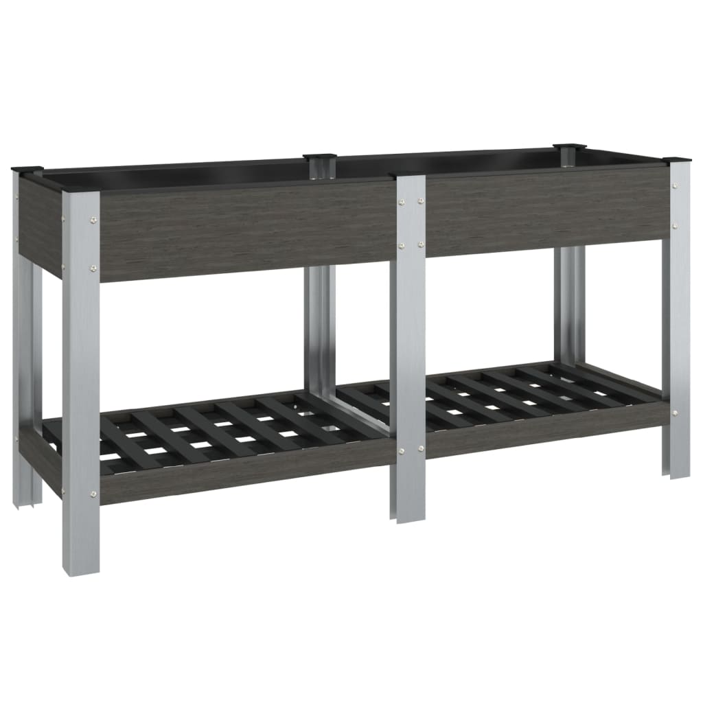 Garden Raised Bed with Shelf Grey WPC 175 cm