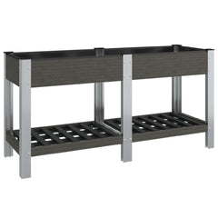 Garden Raised Bed with Shelf Grey WPC 175 cm