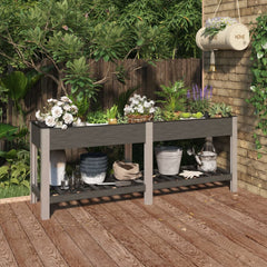 Garden Raised Bed with Shelf Grey WPC 200 cm