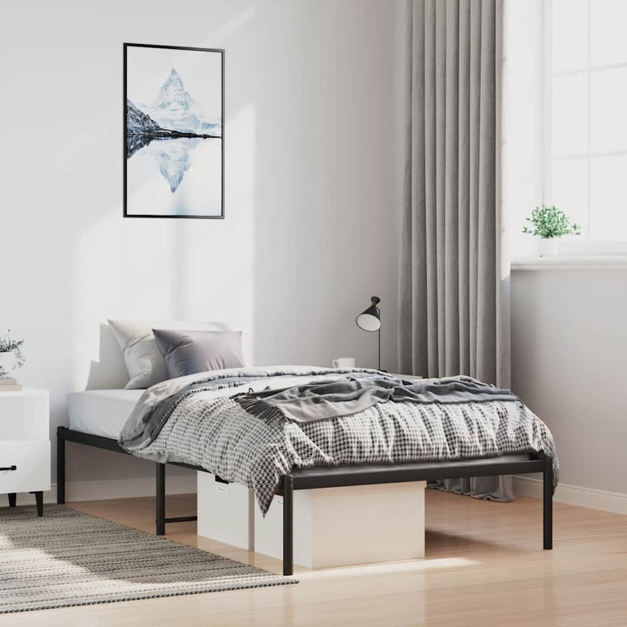 vidaXL Metal Bed Frame without Mattress Black 100x190cm 1