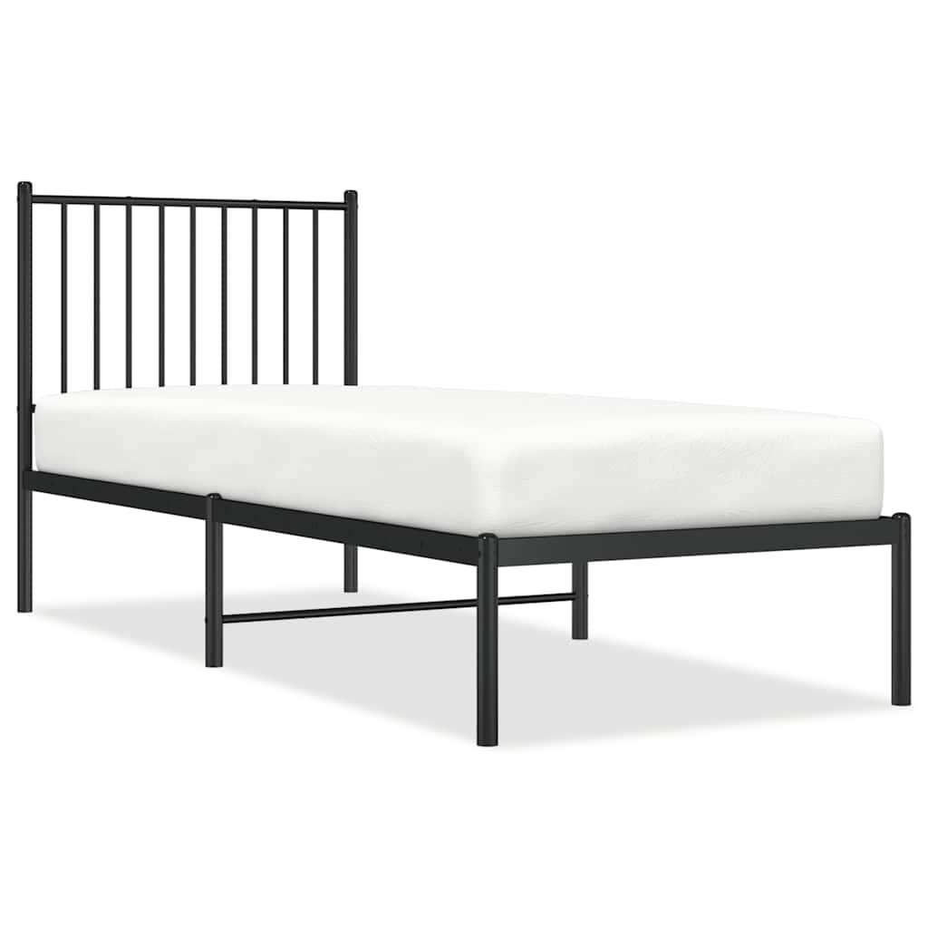 vidaXL Metal Bed Frame without Mattress with Headboard Black 80x200cm 2
