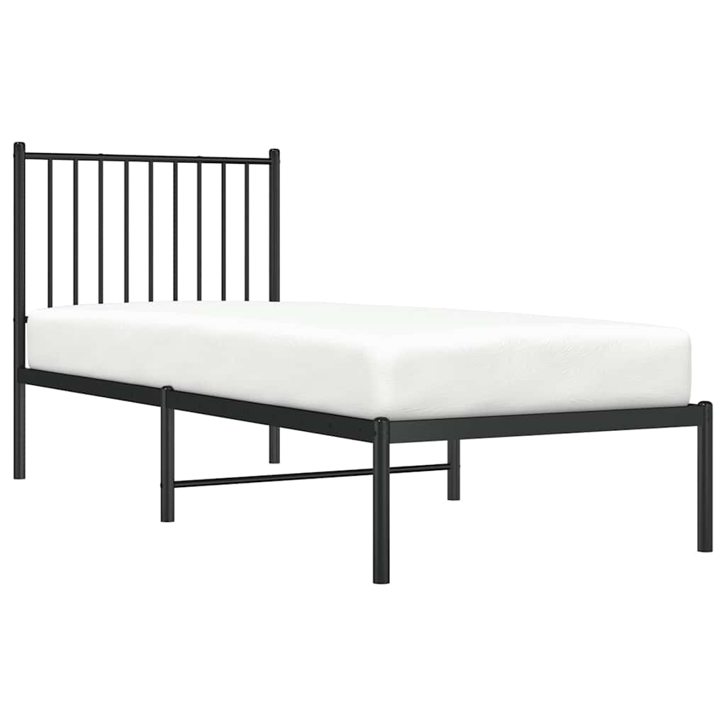 vidaXL Metal Bed Frame without Mattress with Headboard Black 80x200cm 4