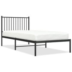 vidaXL Metal Bed Frame without Mattress with Headboard Black 90x200cm 2
