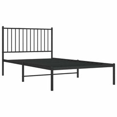 vidaXL Metal Bed Frame without Mattress with Headboard Black 100x190cm 4