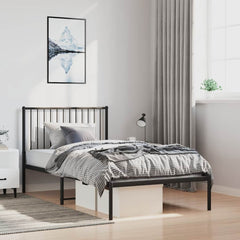 vidaXL Metal Bed Frame without Mattress with Headboard Black 100x190cm 1