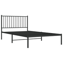 vidaXL Metal Bed Frame without Mattress with Headboard Black 107x203cm 3