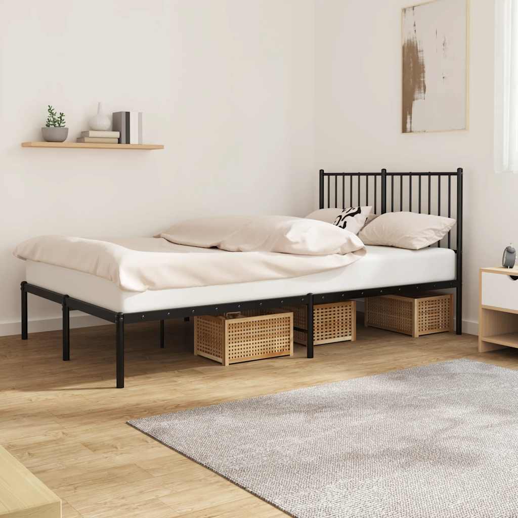 vidaXL Metal Bed Frame without Mattress Black with Headboard