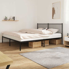 vidaXL Metal Bed Frame without Mattress Black with Headboard