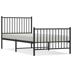vidaXL Metal Bed Frame without Mattress with Footboard Black 90x200cm 2