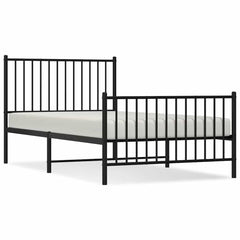 vidaXL Metal Bed Frame without Mattress with Footboard Black 100x190cm 2