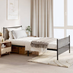 vidaXL Metal Bed Frame without Mattress with Footboard Black with Headboard & Footboard