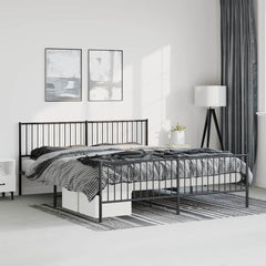 vidaXL Metal Bed Frame without Mattress with Footboard Black with Headboard & Footboard