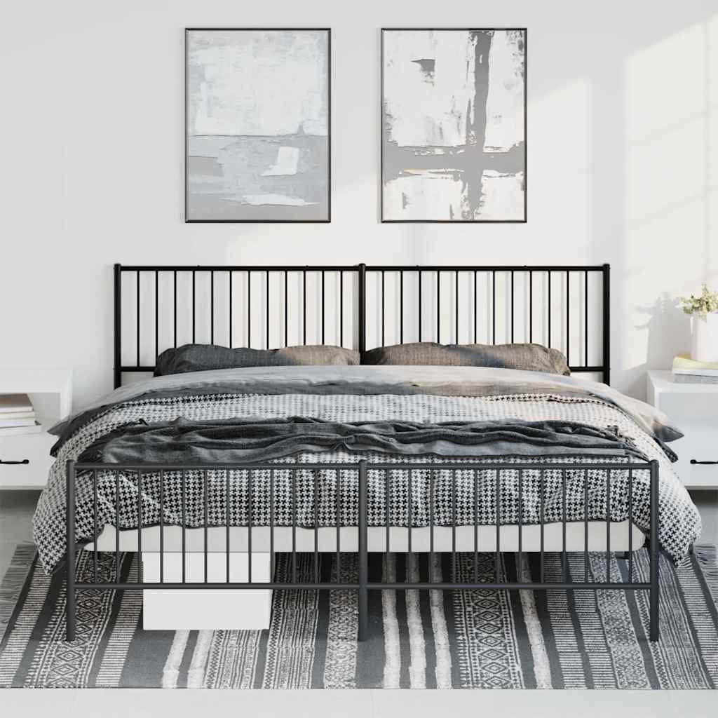 vidaXL Metal Bed Frame without Mattress with Footboard Black 193x203cm 4