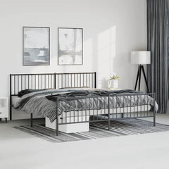 vidaXL Metal Bed Frame without Mattress with Footboard Black 193x203cm 1