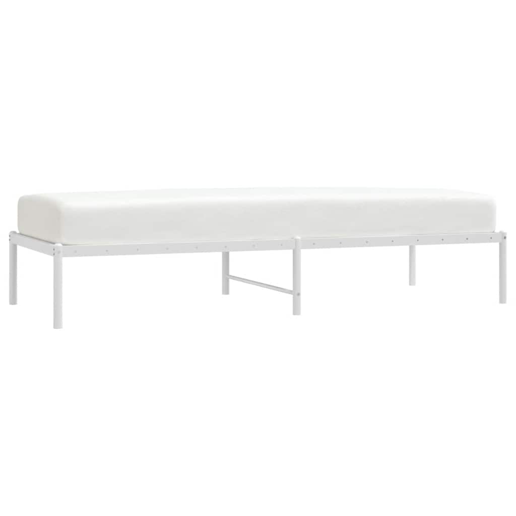 Metal Bed Frame without Mattress White Without headboard 75 cm 190 cm
