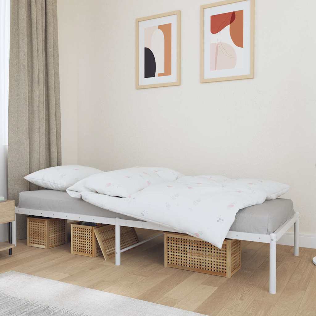 vidaXL Metal Bed Frame without Mattress White 75x190cm 1