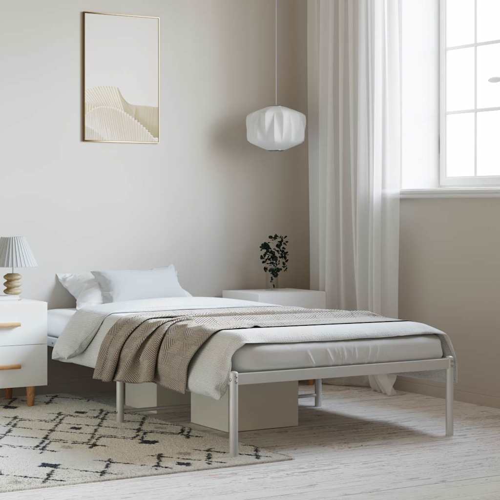vidaXL Metal Bed Frame without Mattress White without Headboard
