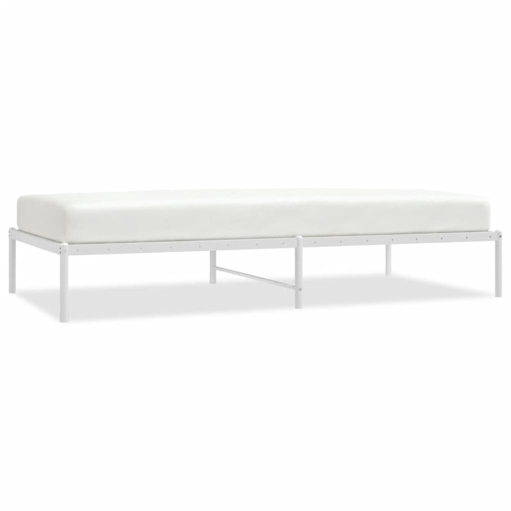 Metal Bed Frame without Mattress White Without headboard 100 cm 200 cm