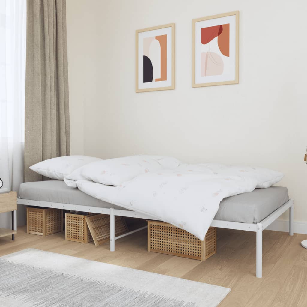 vidaXL Metal Bed Frame without Mattress White 100x200cm 1