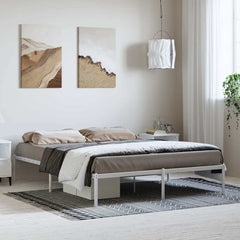 vidaXL Metal Bed Frame without Mattress White without Headboard