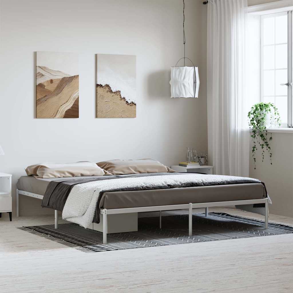 vidaXL Metal Bed Frame without Mattress White without Headboard