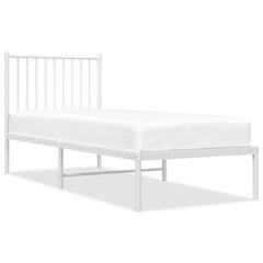 vidaXL Metal Bed Frame without Mattress with Headboard White 75x190cm 2