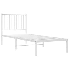 vidaXL Metal Bed Frame without Mattress with Headboard White 75x190cm 3