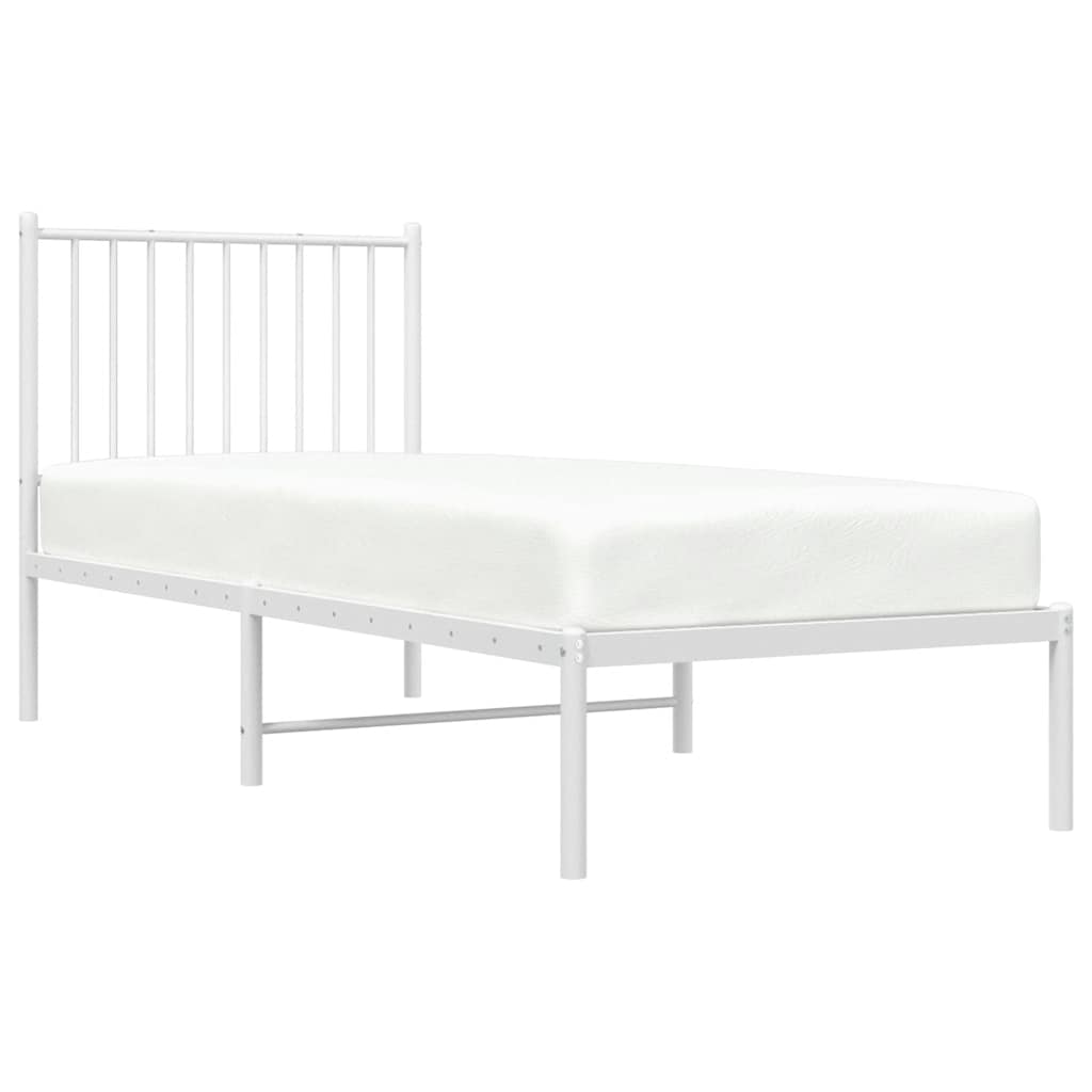 vidaXL Metal Bed Frame without Mattress with Headboard White 75x190cm 4