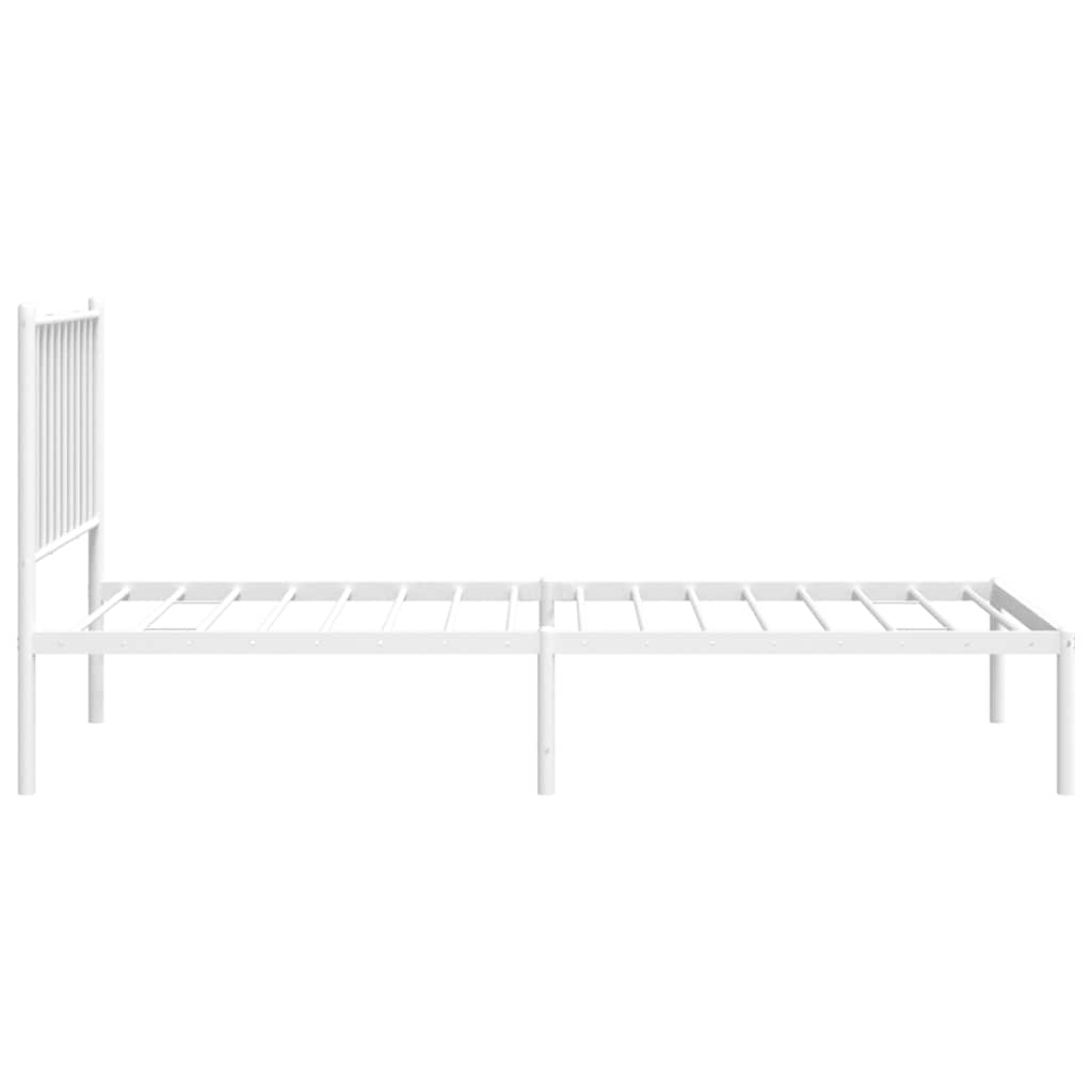 vidaXL Metal Bed Frame without Mattress with Headboard White 75x190cm 6