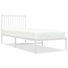vidaXL Metal Bed Frame without Mattress with Headboard White 80x200cm 2