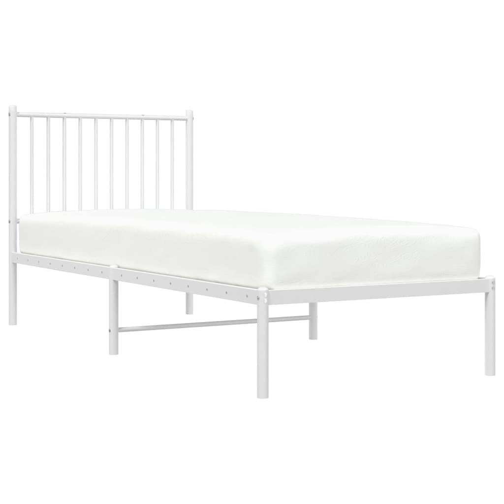 vidaXL Metal Bed Frame without Mattress with Headboard White 80x200cm 4