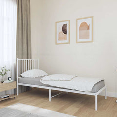 vidaXL Metal Bed Frame without Mattress with Headboard White 80x200cm 1