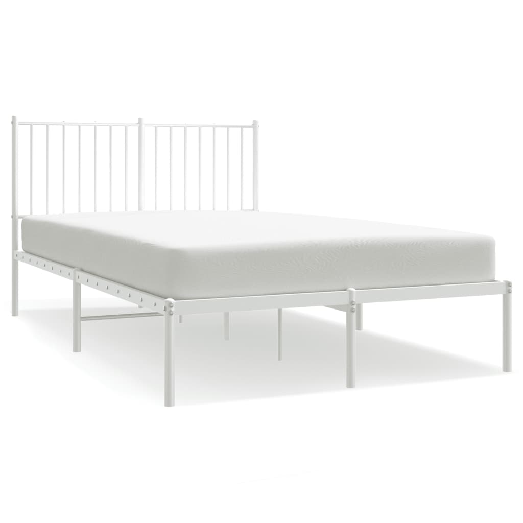 Metal Bed Frame without Mattress White With headboard 120 cm 190 cm