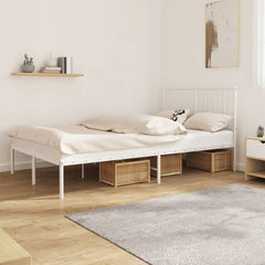 vidaXL Metal Bed Frame without Mattress with Headboard White 120x190cm 1