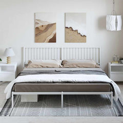 vidaXL Metal Bed Frame without Mattress White with Headboard