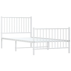 vidaXL Metal Bed Frame without Mattress with Footboard White 90x200cm 3