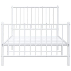 vidaXL Metal Bed Frame without Mattress with Footboard White 90x200cm 5