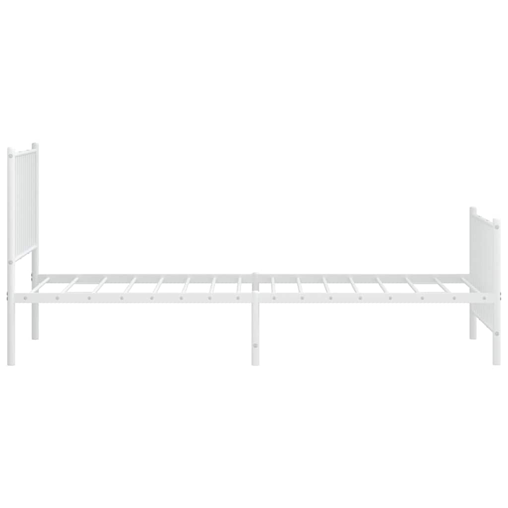 vidaXL Metal Bed Frame without Mattress with Footboard White 90x200cm 6