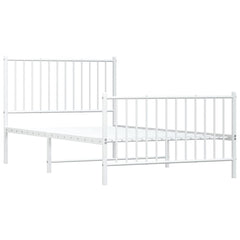 vidaXL Metal Bed Frame without Mattress with Footboard White 100x190cm 4