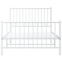 vidaXL Metal Bed Frame without Mattress with Footboard White 100x190cm 6