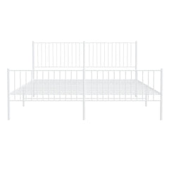 vidaXL Metal Bed Frame without Mattress with Footboard White 193x203cm 6