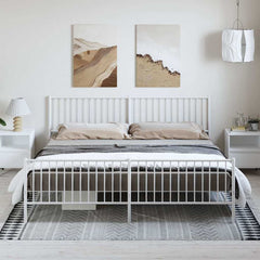 vidaXL Metal Bed Frame without Mattress with Footboard White 193x203cm 1