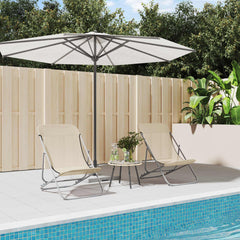 vidaXL Folding Beach Chairs 2 pcs Cream Textilene&Powder-coated Steel 1