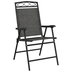 vidaXL Folding Chairs 2 pcs Melange Grey Steel and Textilene 4