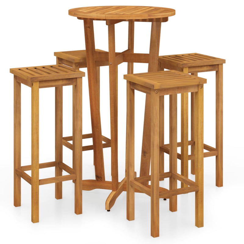 5 Piece Garden Bar Set Solid Wood  Acacia